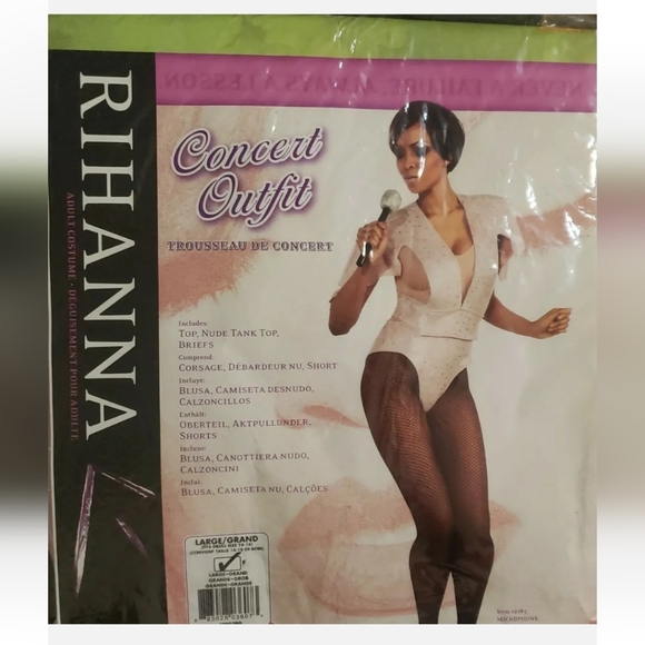 : * NEW RUBIE'S RIHANNA CONCERT OUTFIT WOMEN LADIES HALLOWEEN COSTUME SIZE LARGE - Picture 4 of 8